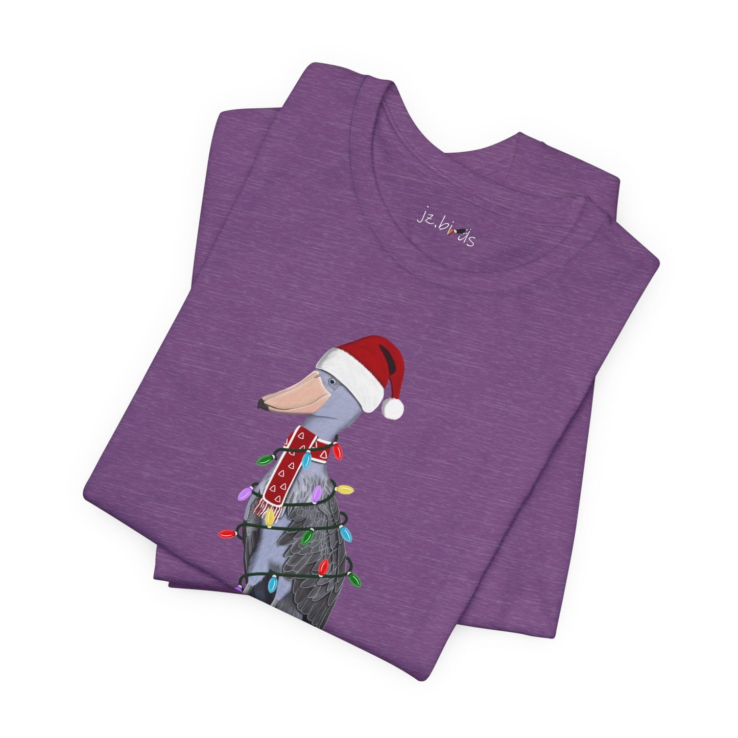 フェアリーライト付きハシビロコウのクリスマスバードTシャツ