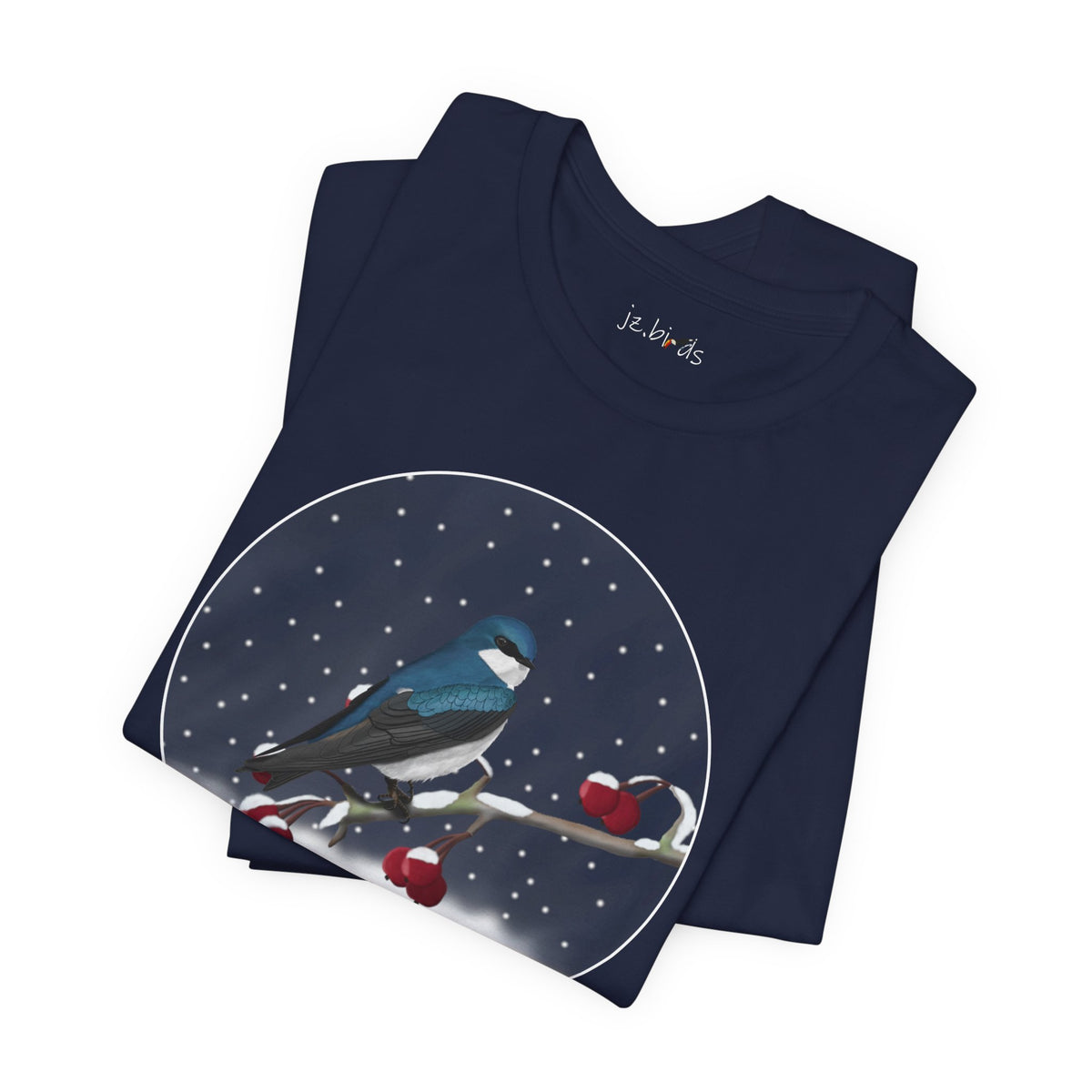 Tree Swallow on a Winter Branch Birdwatcher Christmas Bird T-Shirt