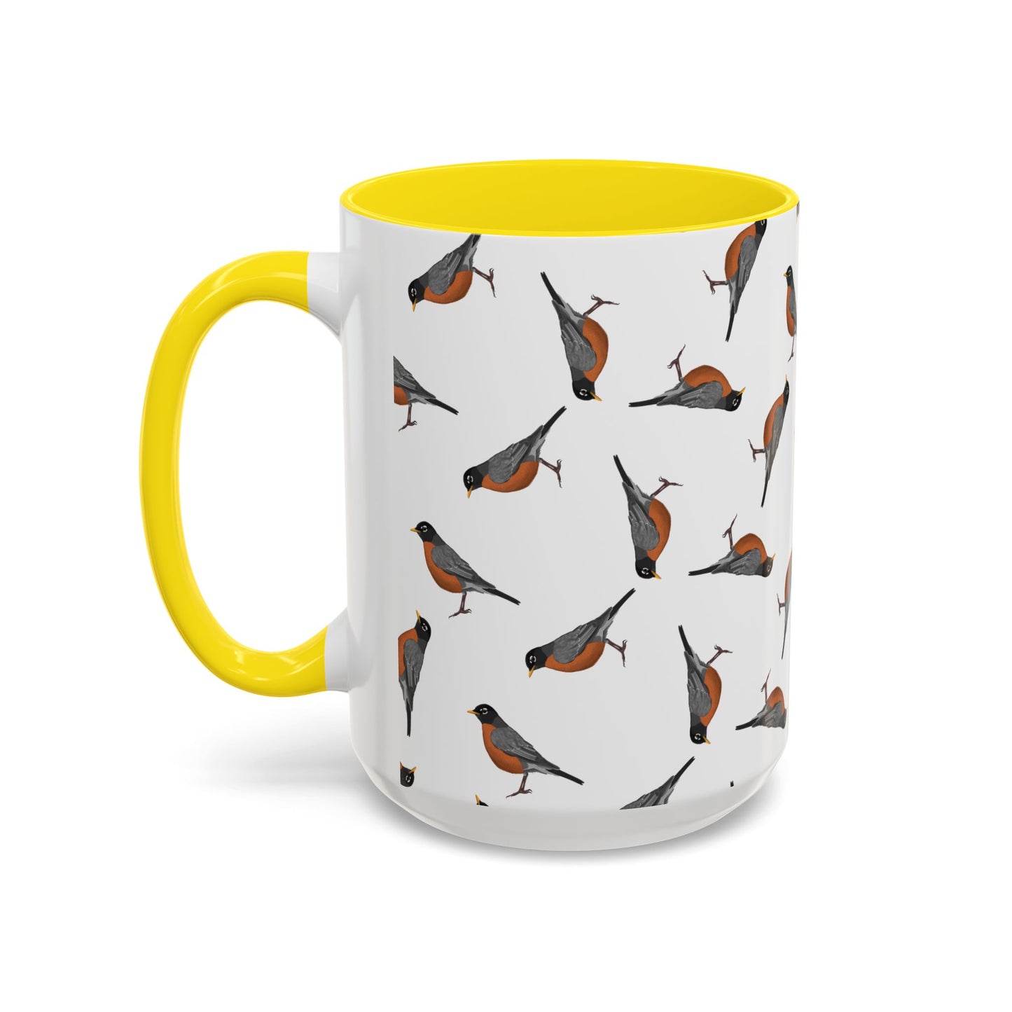 American Robin All-Over Pattern Accent Mug | Colorful Bird Lover Gift for Birdwatchers