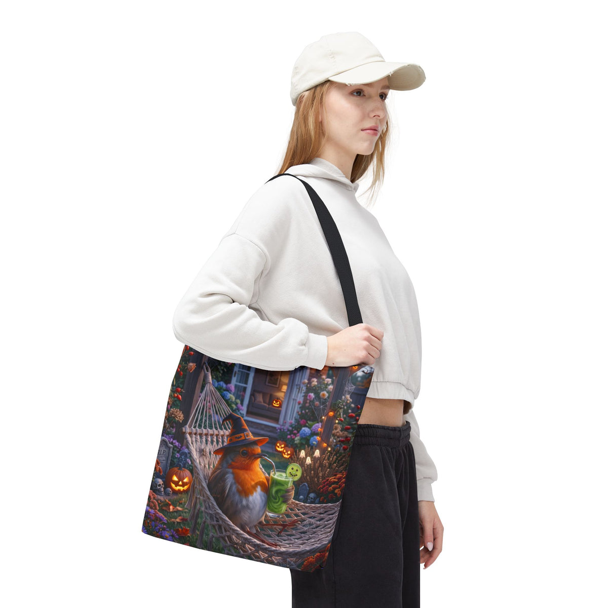 Robin Rosi Halloween Hammock Tote Bag for Spooky Season and Cozy Fall Lovers