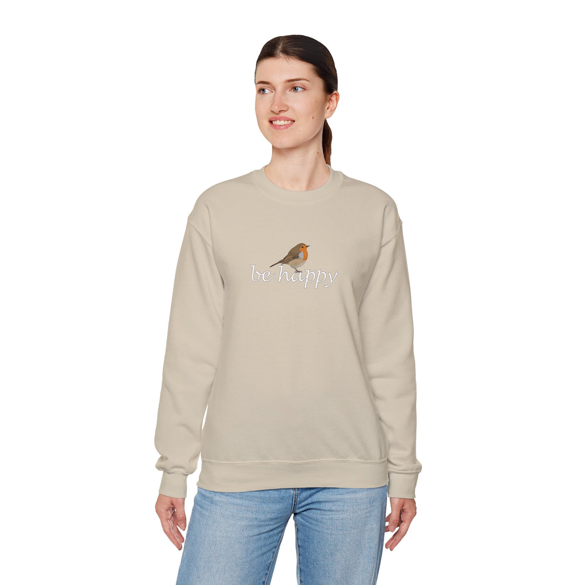 European Robin Be Happy Bird Birding & Birdwatching Sweatshirt