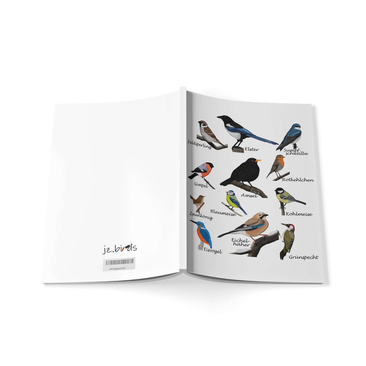 Rotkehlchen, Blaumeise, Zaunkönig und Amsel Notizbücher – a5 notebook artistic Stil