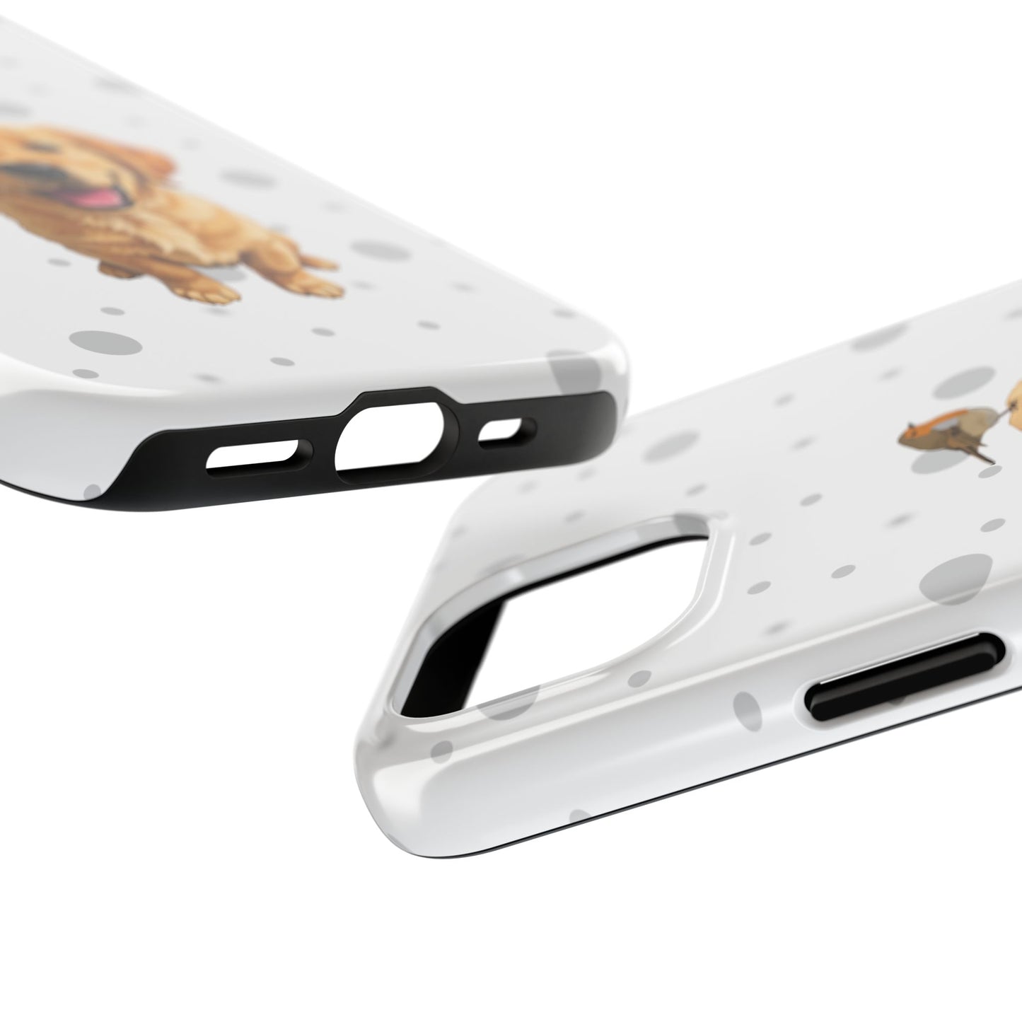 Cute Golden Retriever with European Robin Animal iPhone Case - Dual-Layer PC/TPU Protective Cover for iPhone