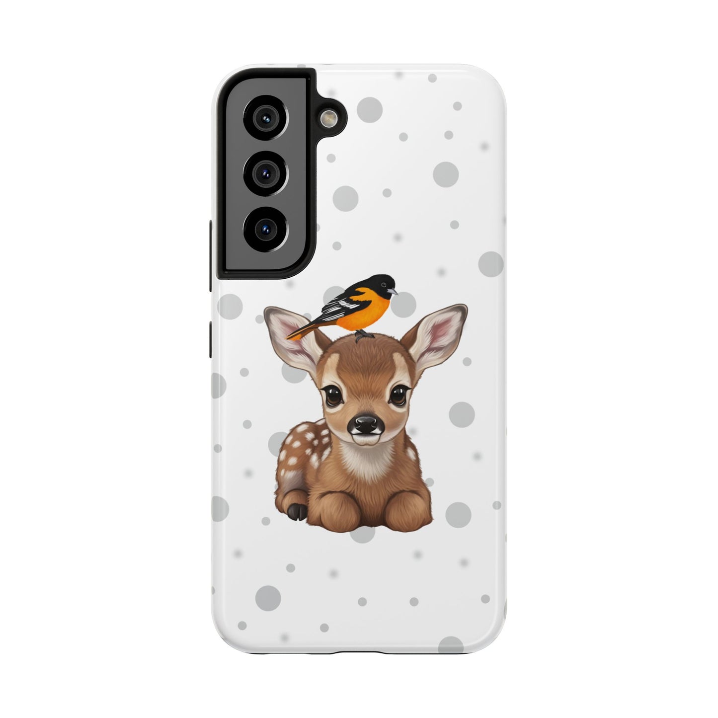 Cute Fawn with a Oriole Animal iPhone Case - Dual-Layer PC/TPU Protective Cover for iPhone