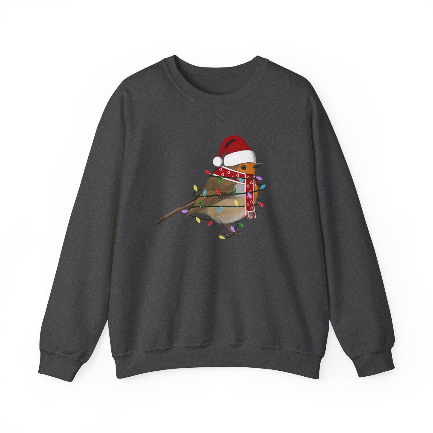 European Robin with Fairy Lights Santa Claus Christmas Bird Sweatshirt