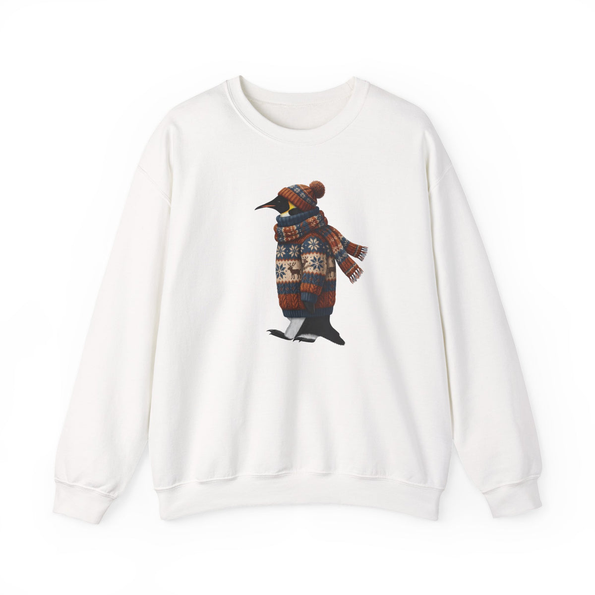Penguin Winter Sweatshirt | Bird Watcher Crewneck Unisex Songbirds Wearing Knit Gift for Lovers – Animal Lover Cozy