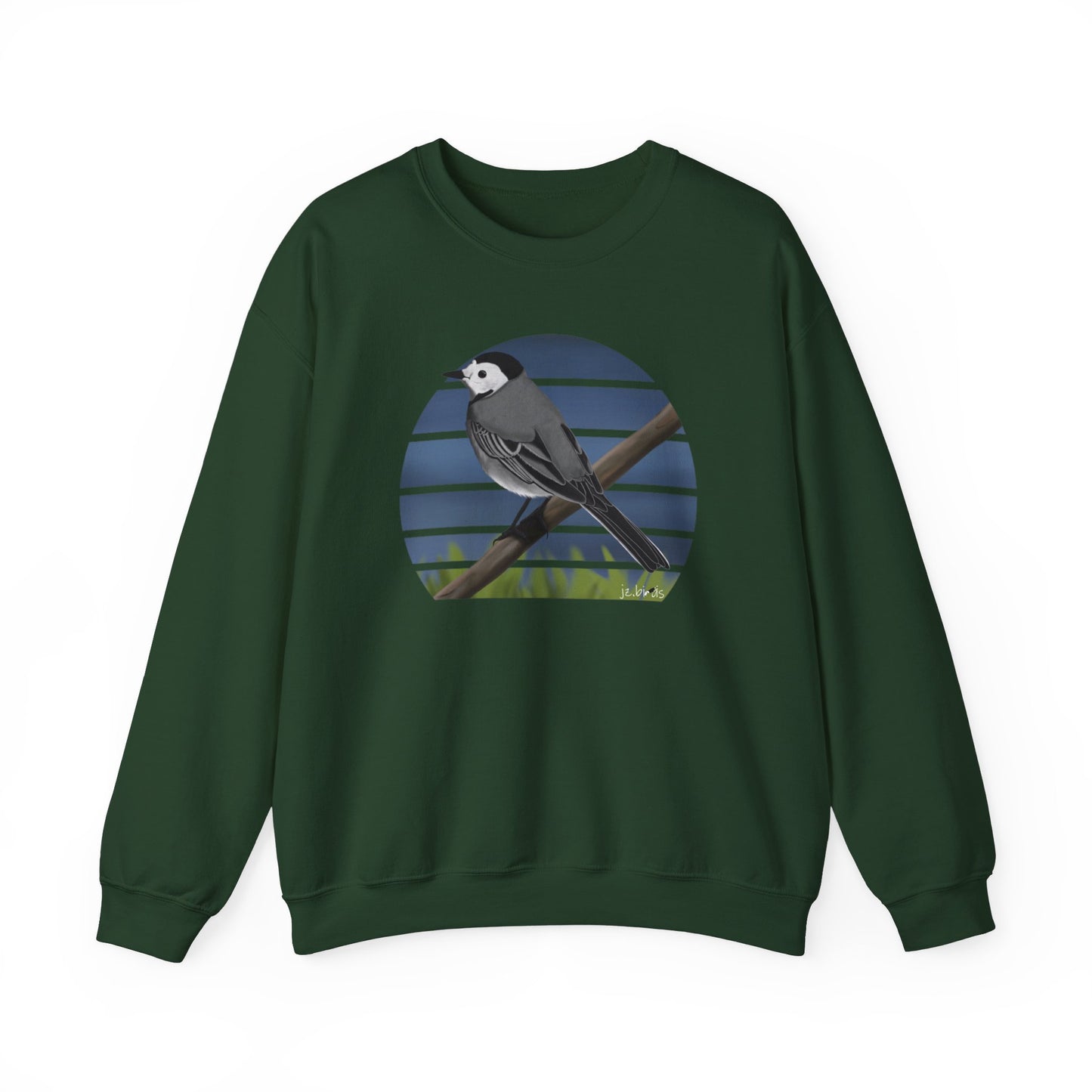 White Wagtail Birdlover Ornithologist Bird Sweatshirt in Dark Heather