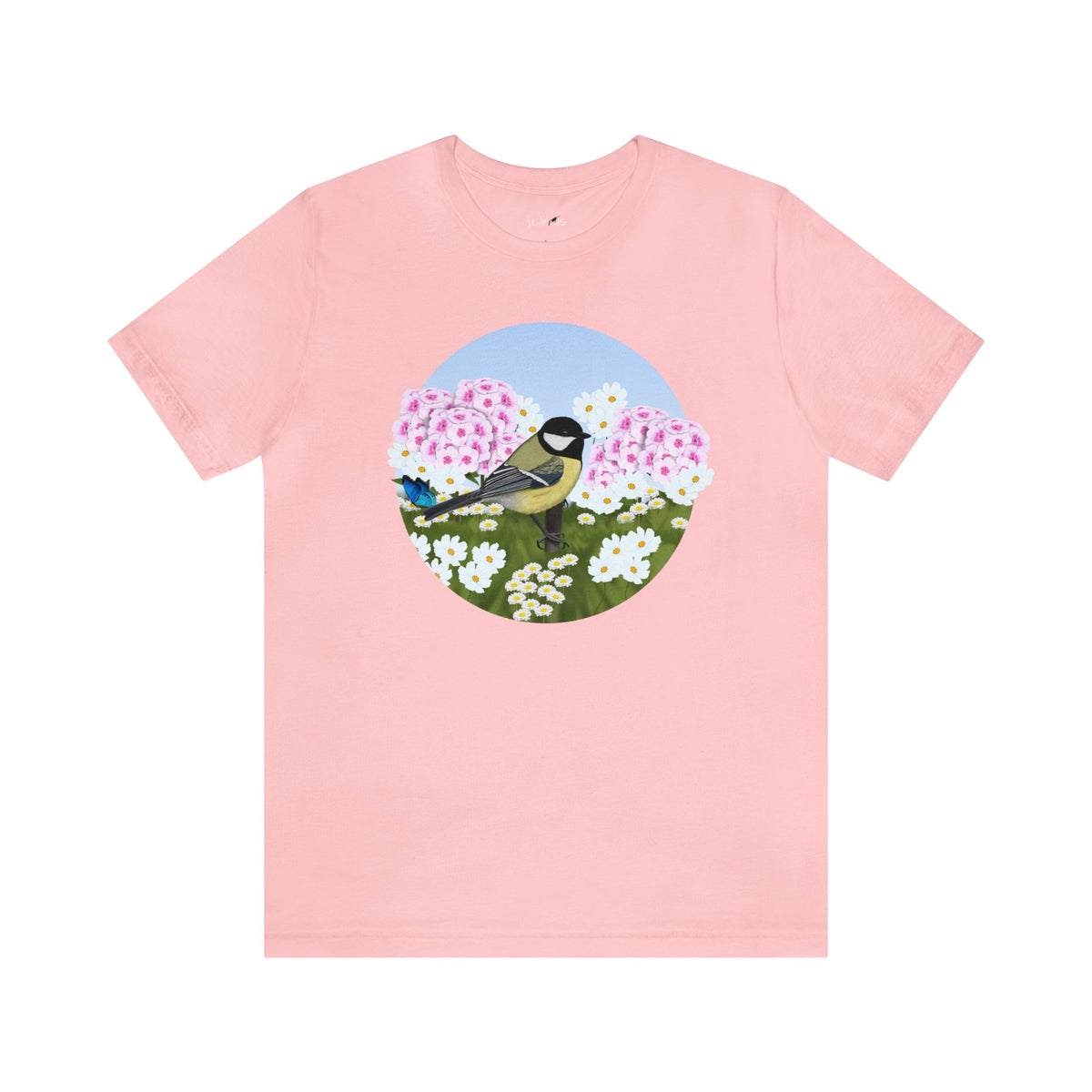 Chickadee and Summer Flowers Bird Tee – Cotton, T-Shirt