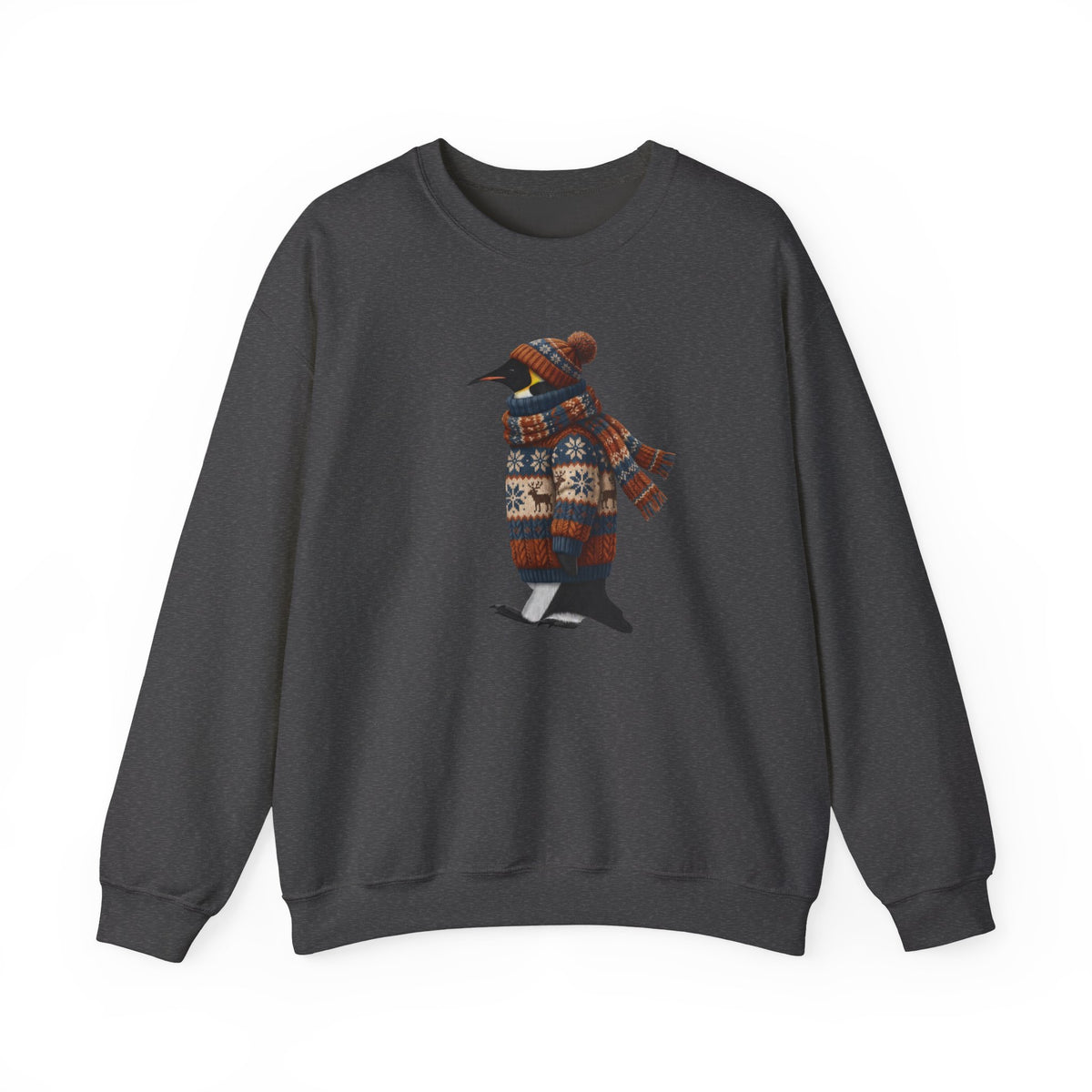 Penguin Winter Sweatshirt | Bird Watcher Crewneck Unisex Songbirds Wearing Knit Gift for Lovers Cozy on Animal Lover background