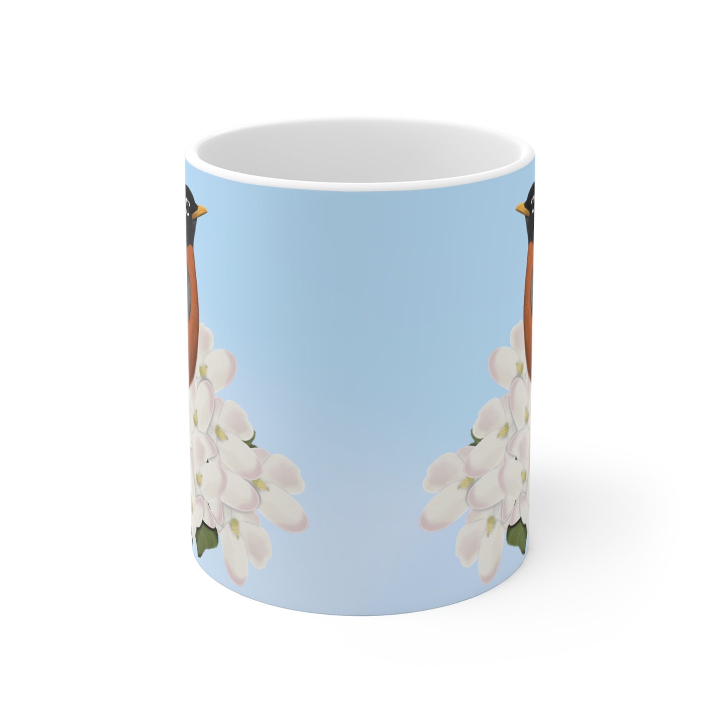American Robin Apple Spring Blossoms Bird Ceramic Mug 11oz