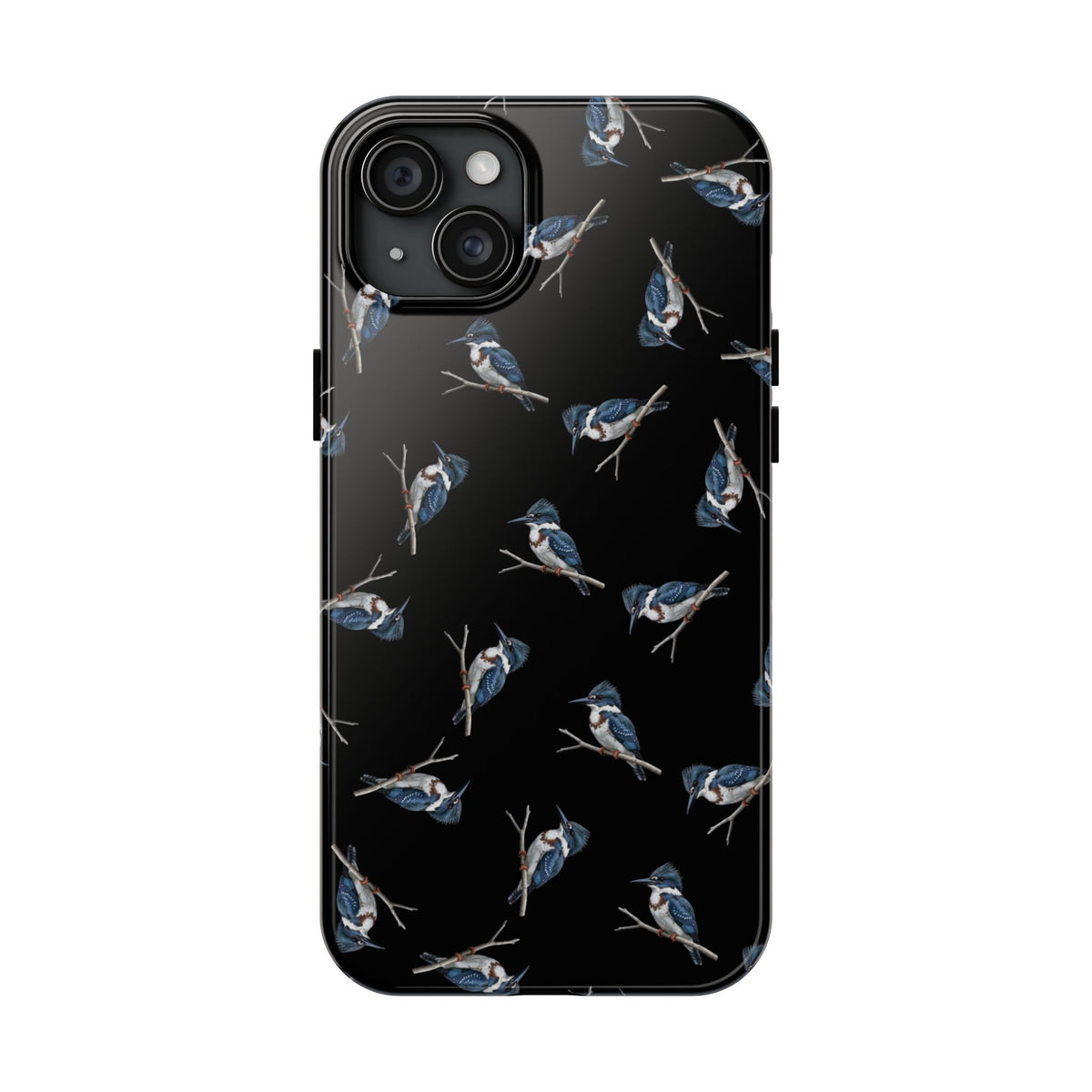 Belted Kingfisher iPhone Case Black – Premium Tough Phone Cover for Bird Lovers