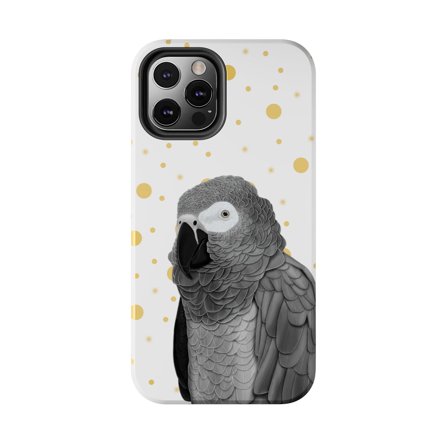 Grey Parrot Bird Art Tough Phone Case White