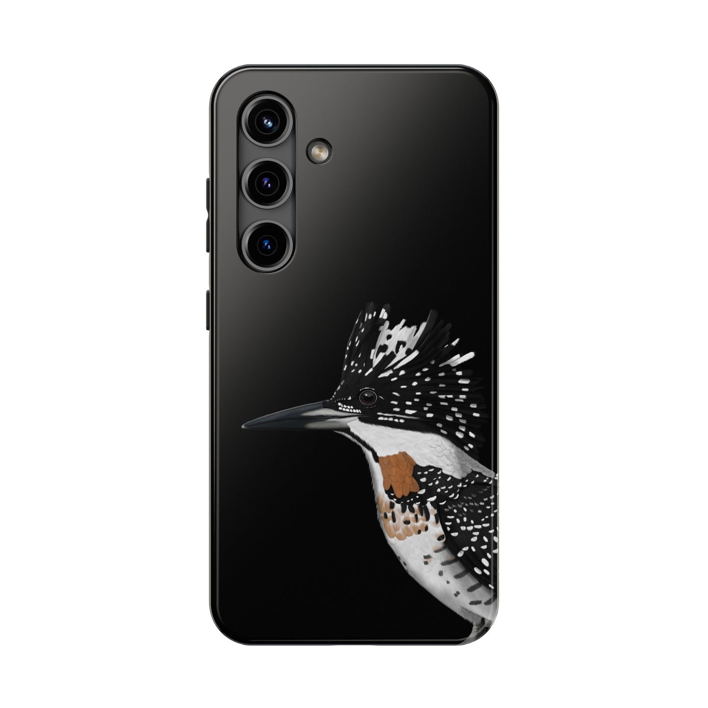 Crested Kingfisher Bird Art Tough Phone Case Black