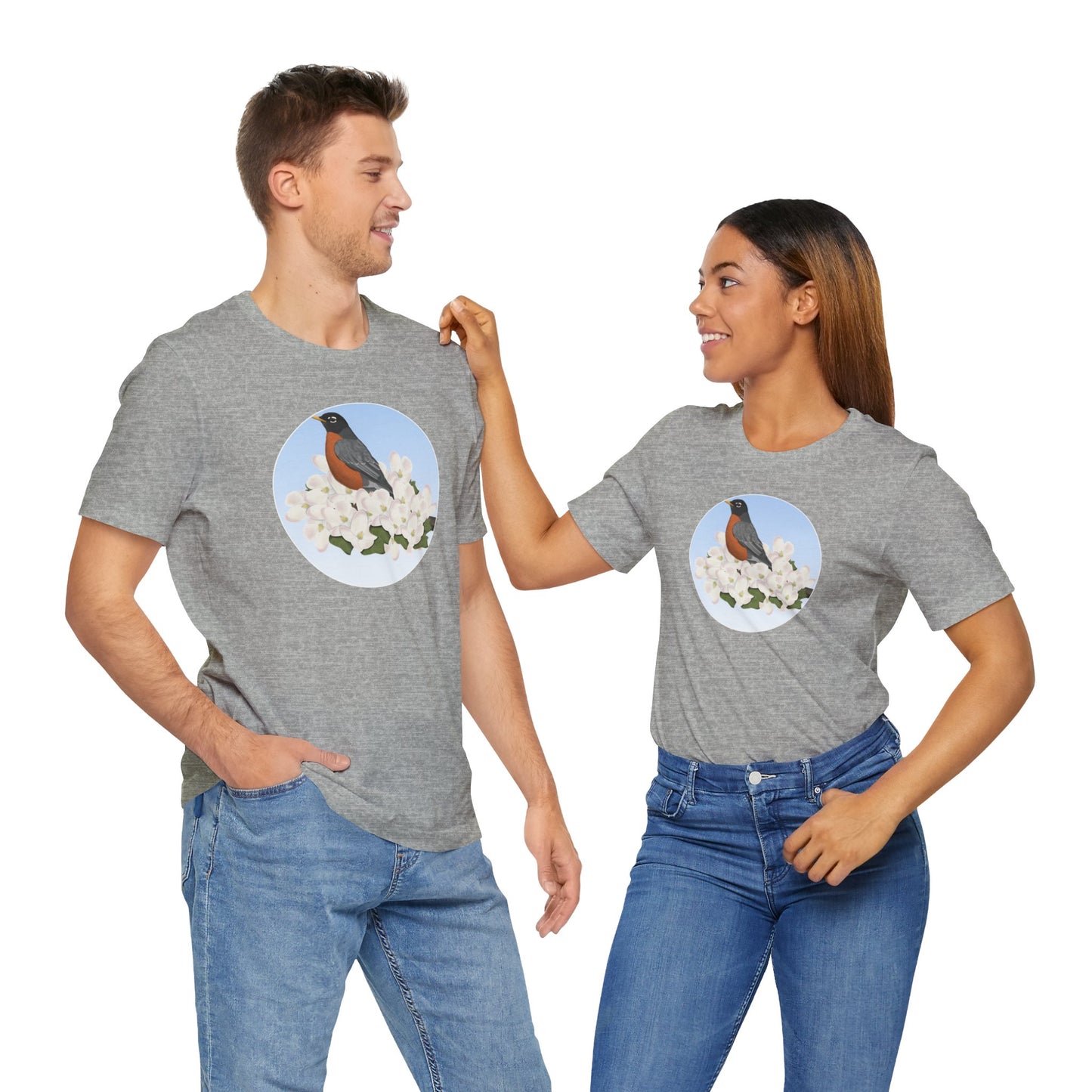 American Robin and Spring Apple Blossoms Bird T-Shirt