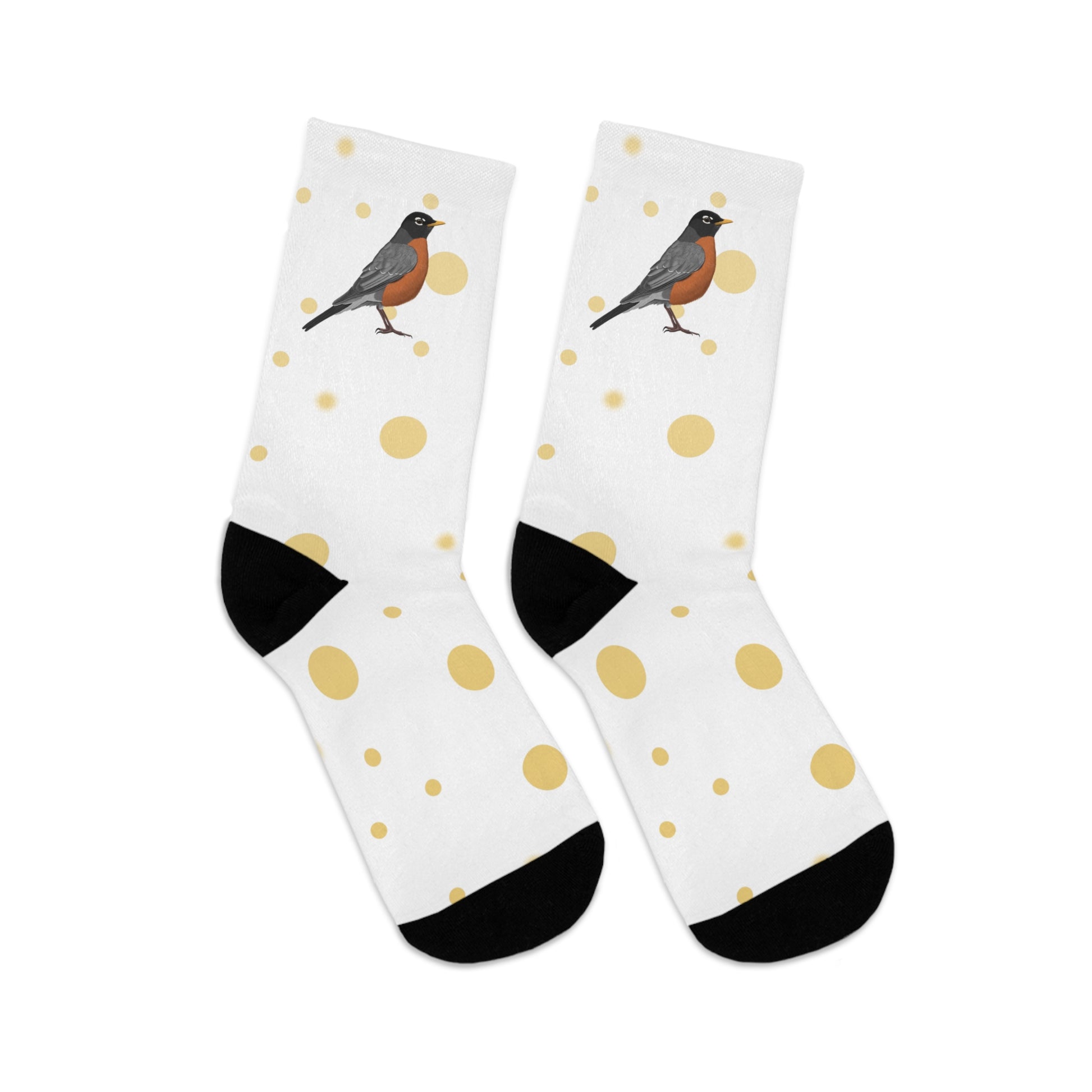 American Robin with Golden Dots Birding & Birdwatching Bird Socks White