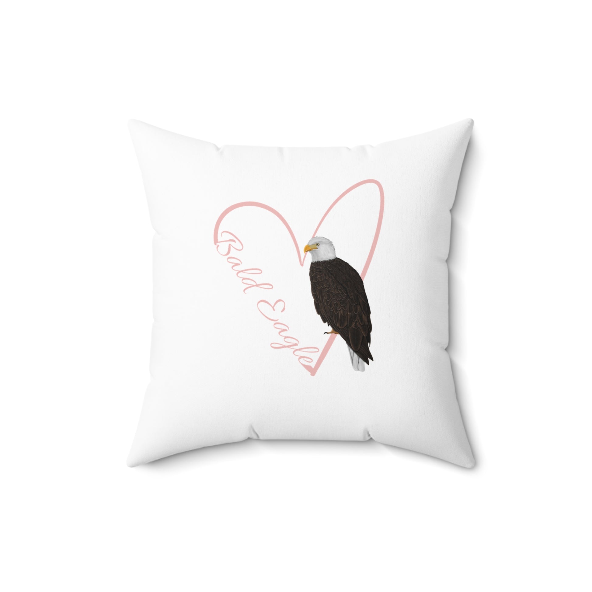 Bald Eagle Throw Pillow with Heart for Bird Lovers & Bird Watchers White