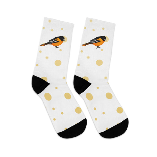 Baltimore Oriole with Golden Dots Birding & Birdwatching Bird Socks White