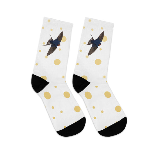 Barn Swallow with Golden Dots Birding & Birdwatching Bird Socks White