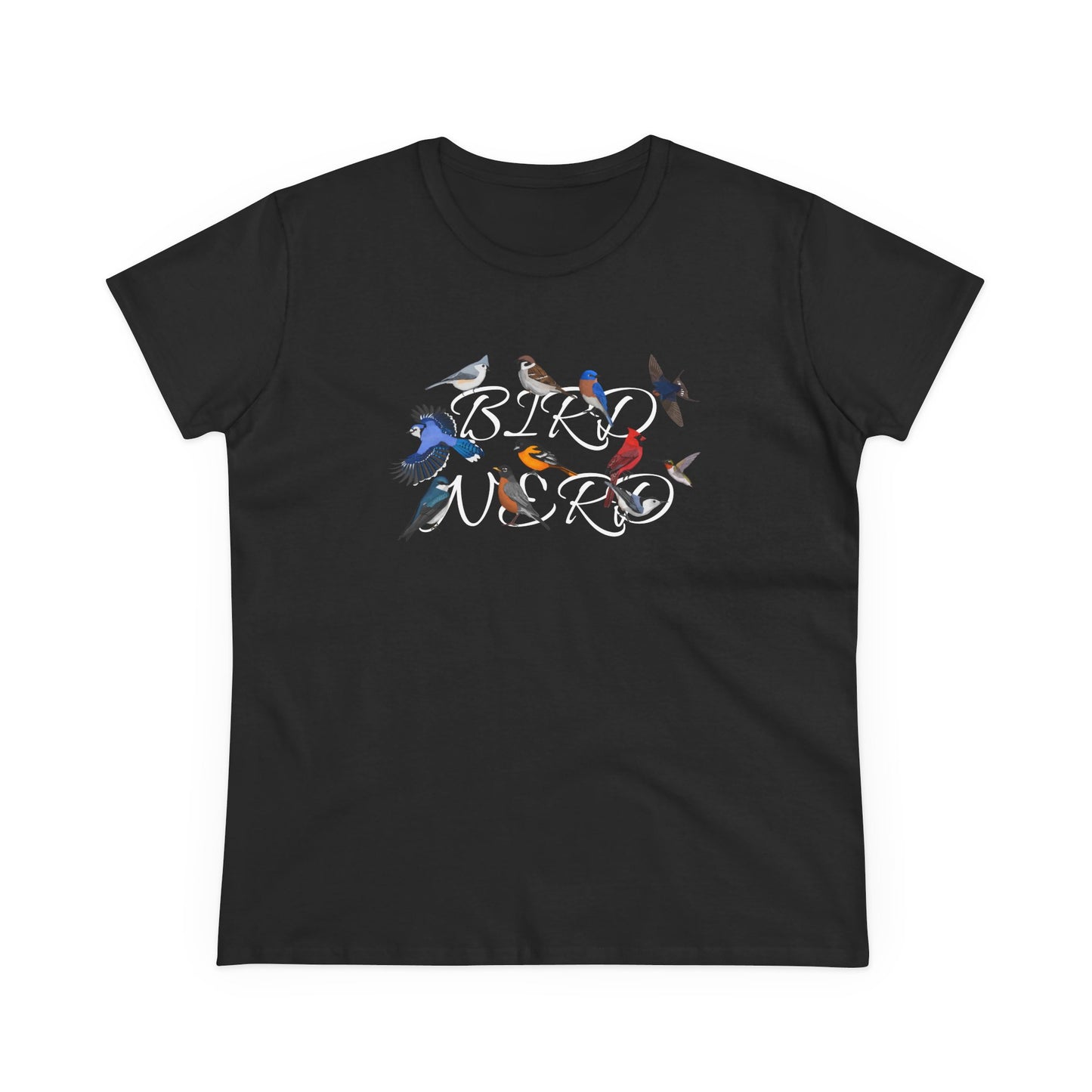 Bird Nerd Blue Jay Cardinal Bluebird Bird Design for Birdwatchers and Bird Lovers Women's T-Shirt