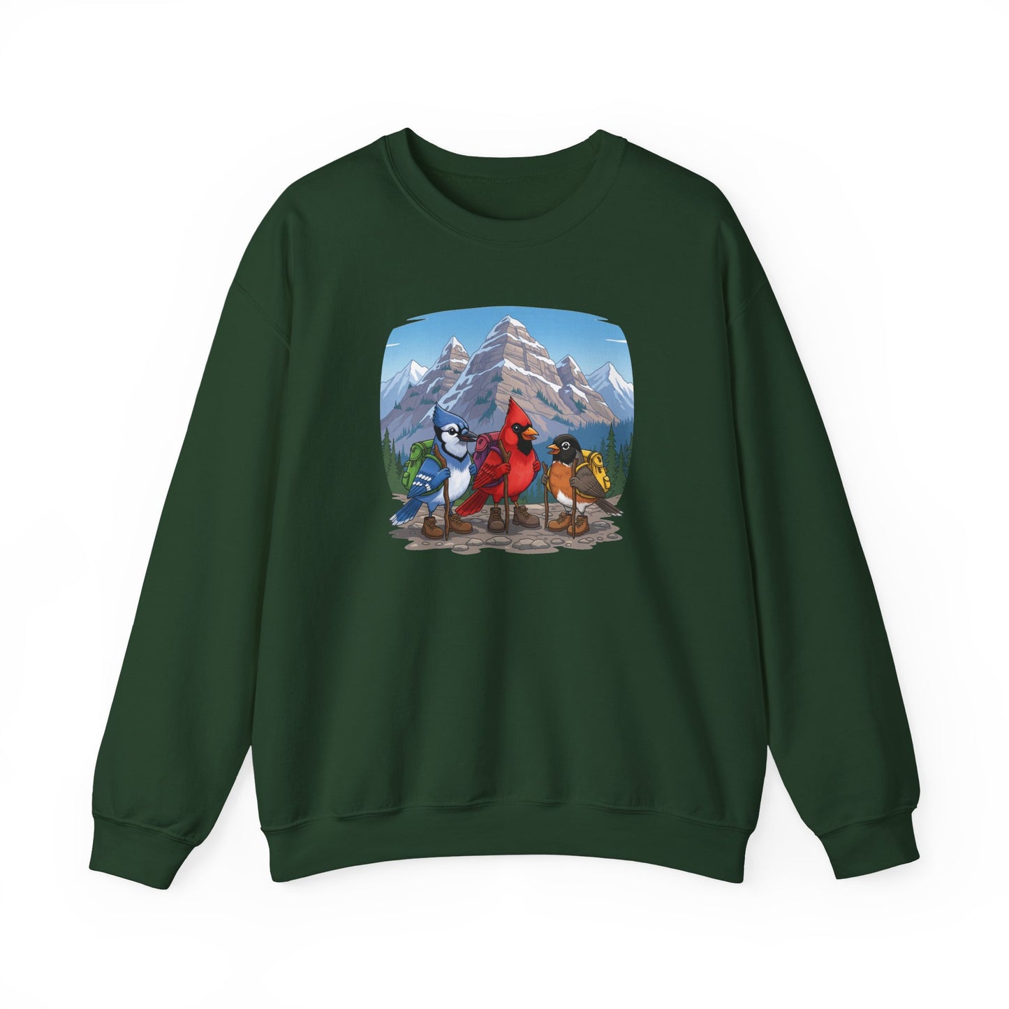 Birds Hiking Sweatshirt Funny Cardinal Robin Blue Jay on a Hike Bird Watchers & Bird Lovers