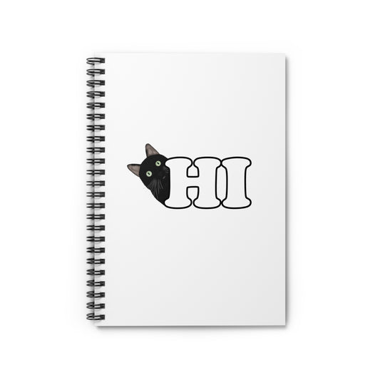 Black Cat Hi Cat Lover Spiral Notebook Ruled Line 6" x 8"