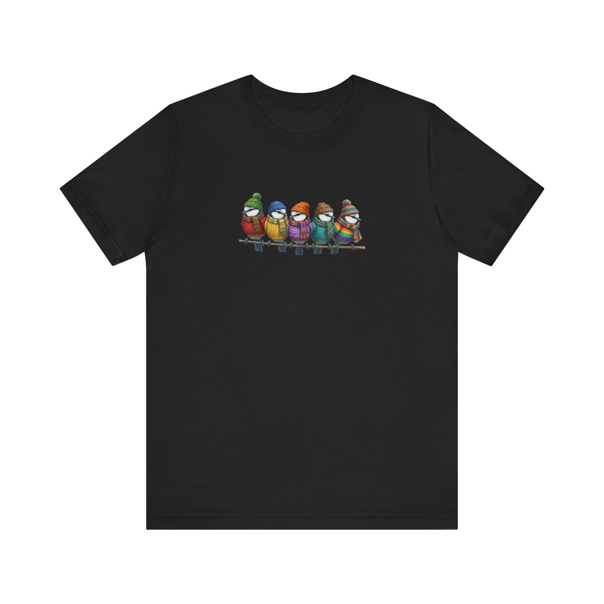 Blaumeisen in Strick T-Shirt – Weiches Premium Shirt mit Einzigartigem Vogelmotiv