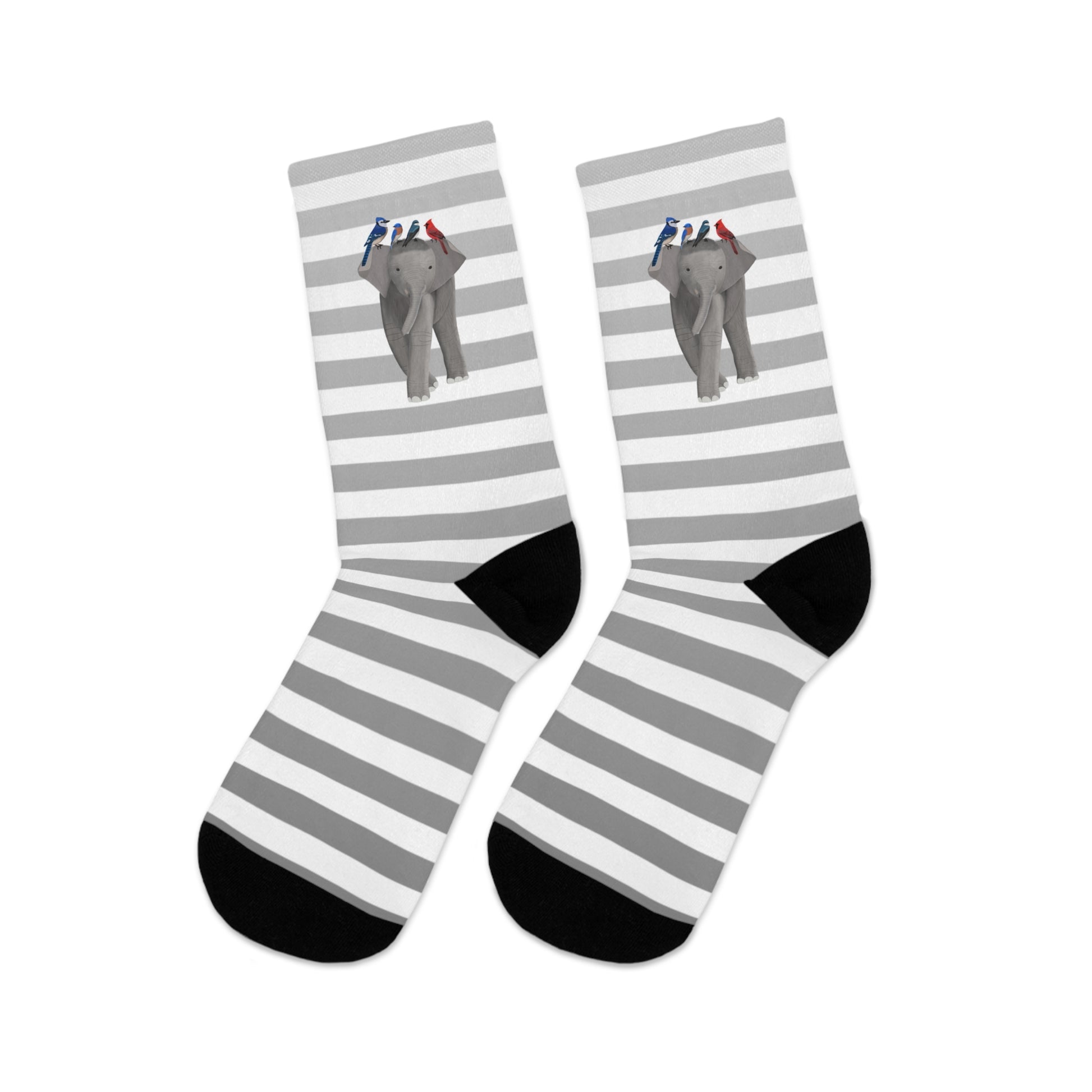 Blue Jay Bluebird Cardinal Birds with Elephant Stripes Grey White Socks