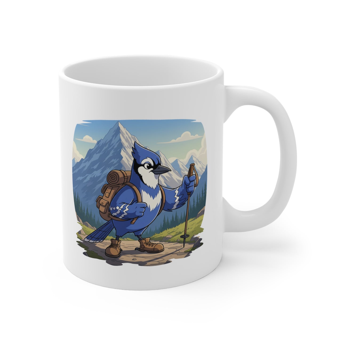 Blue Jay on a Hike Mug for Hiking Lovers & Bird Watchers 11oz