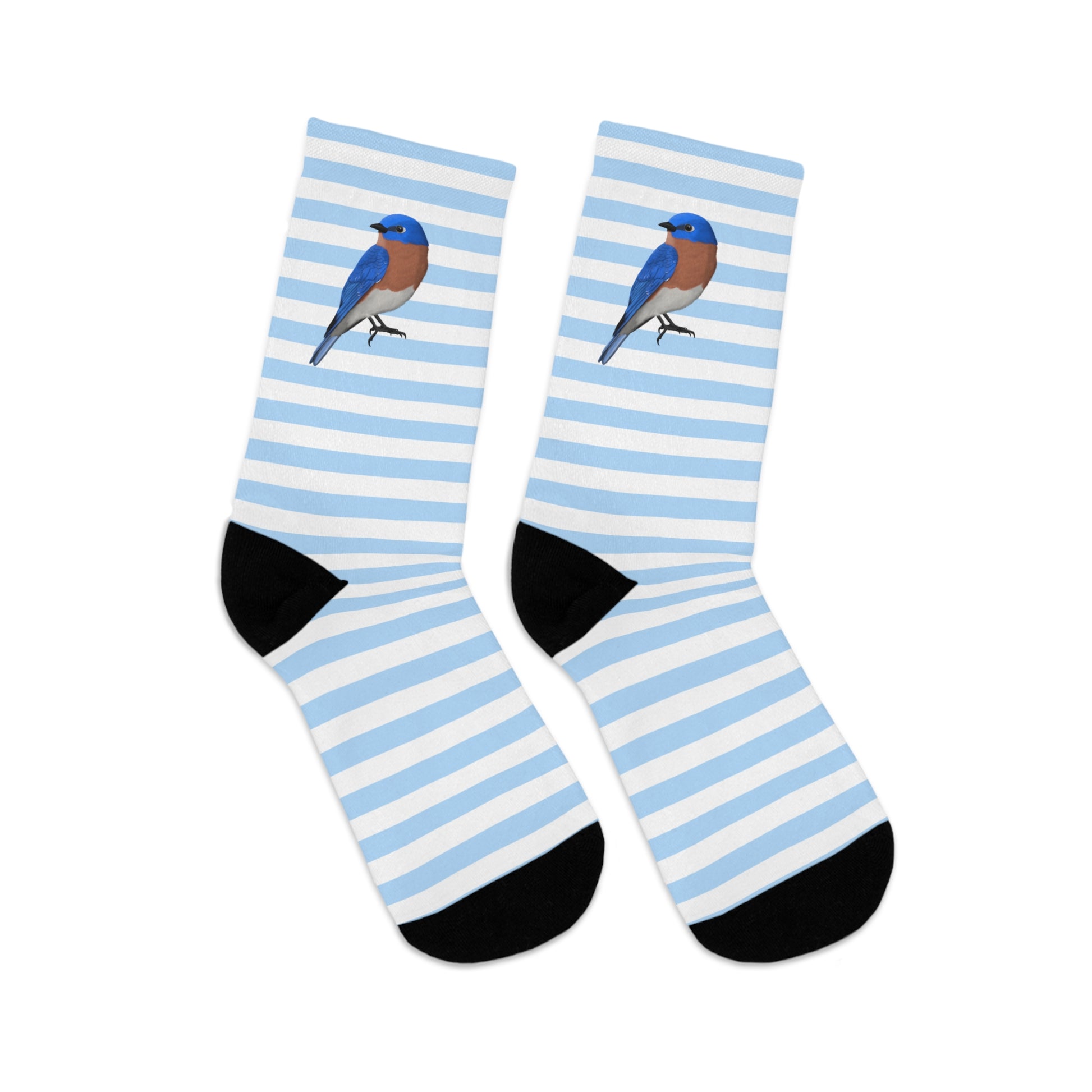 Bluebird Stripes Blue White Birding & Birdwatching Bird Socks