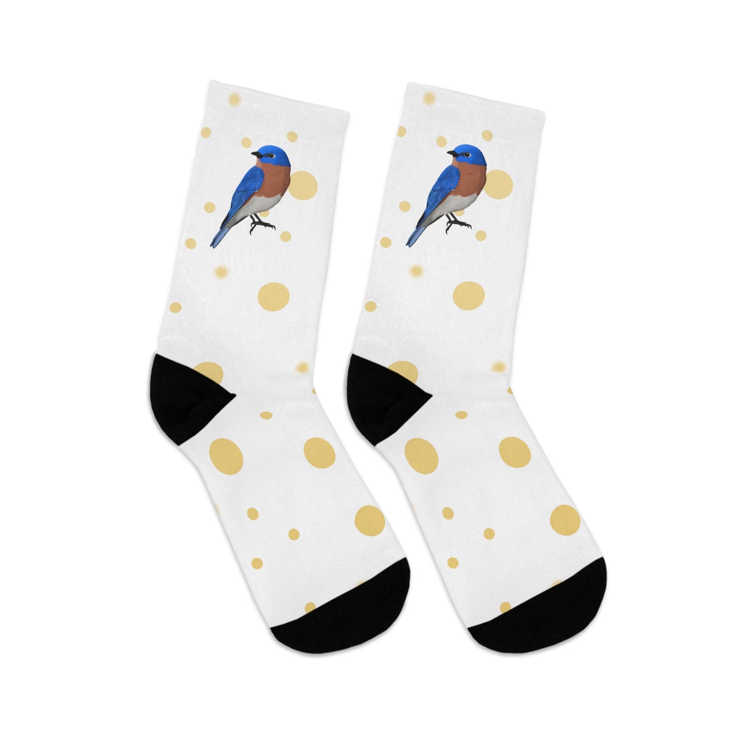 Bluebird with Golden Dots Birding & Birdwatching Bird Socks White