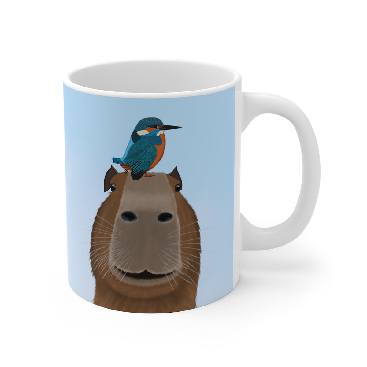 Capybara mit Eisvogel Lustige Vogel Tasse