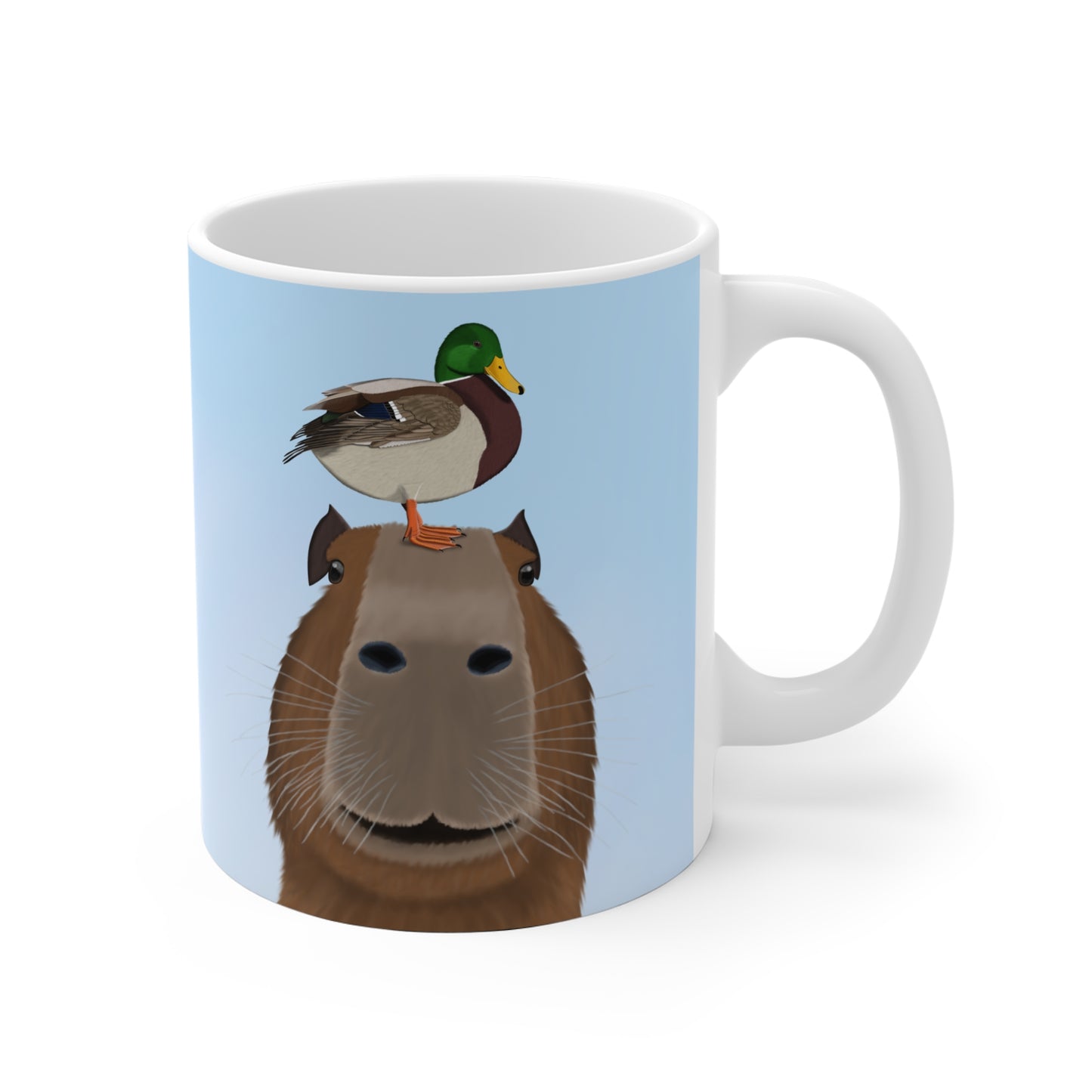 Capybara mit Ente Lustige Vogel Tasse