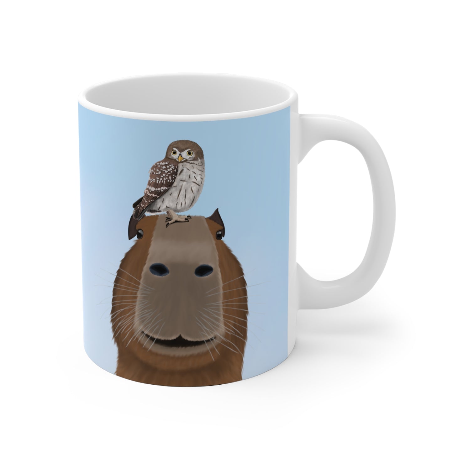 Capybara mit Eule Lustige Vogel Tasse