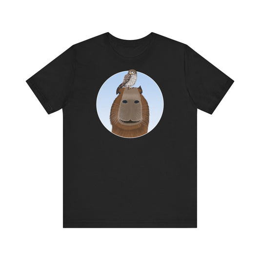 Capybara mit Eule Lustiges Vogel T-Shirt