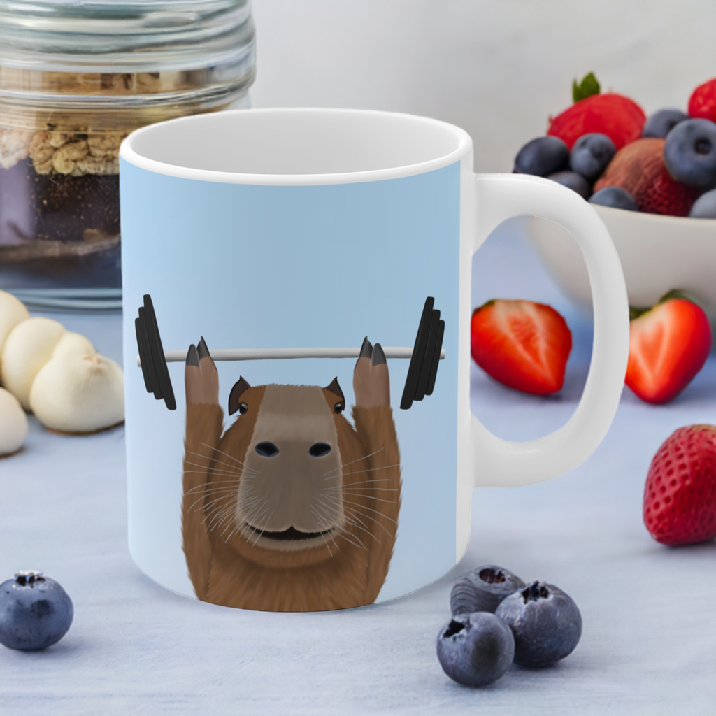 Capybara mit Hantel Gewichtheber Workout Gym Tasse