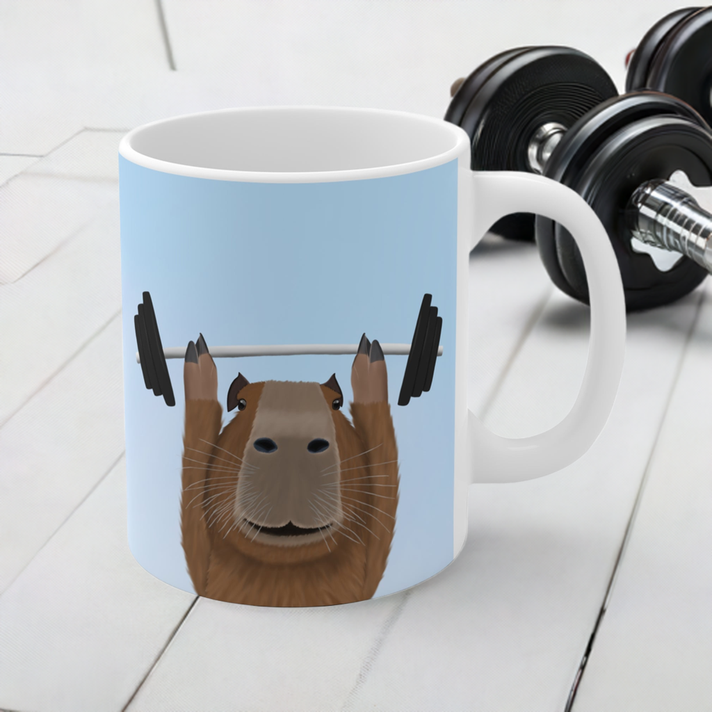 Capybara mit Hantel Gewichtheber Workout Gym Tasse