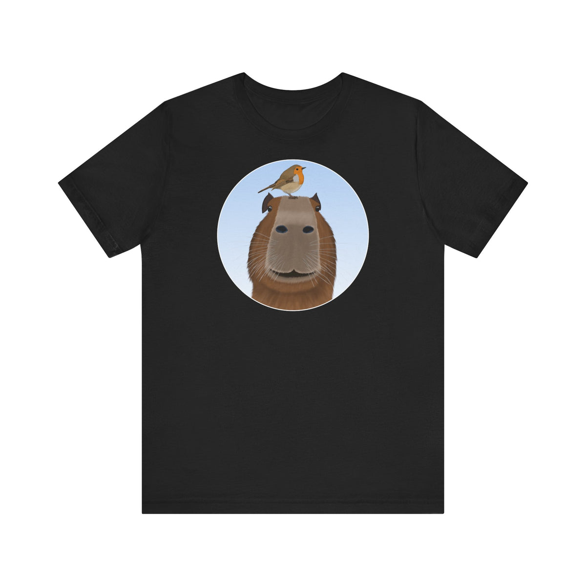 Capybara mit Rotkehlchen Lustiges Vogel T-Shirt