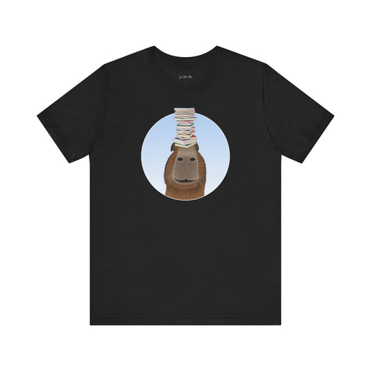 Capybara with Books Funny T-Shirt