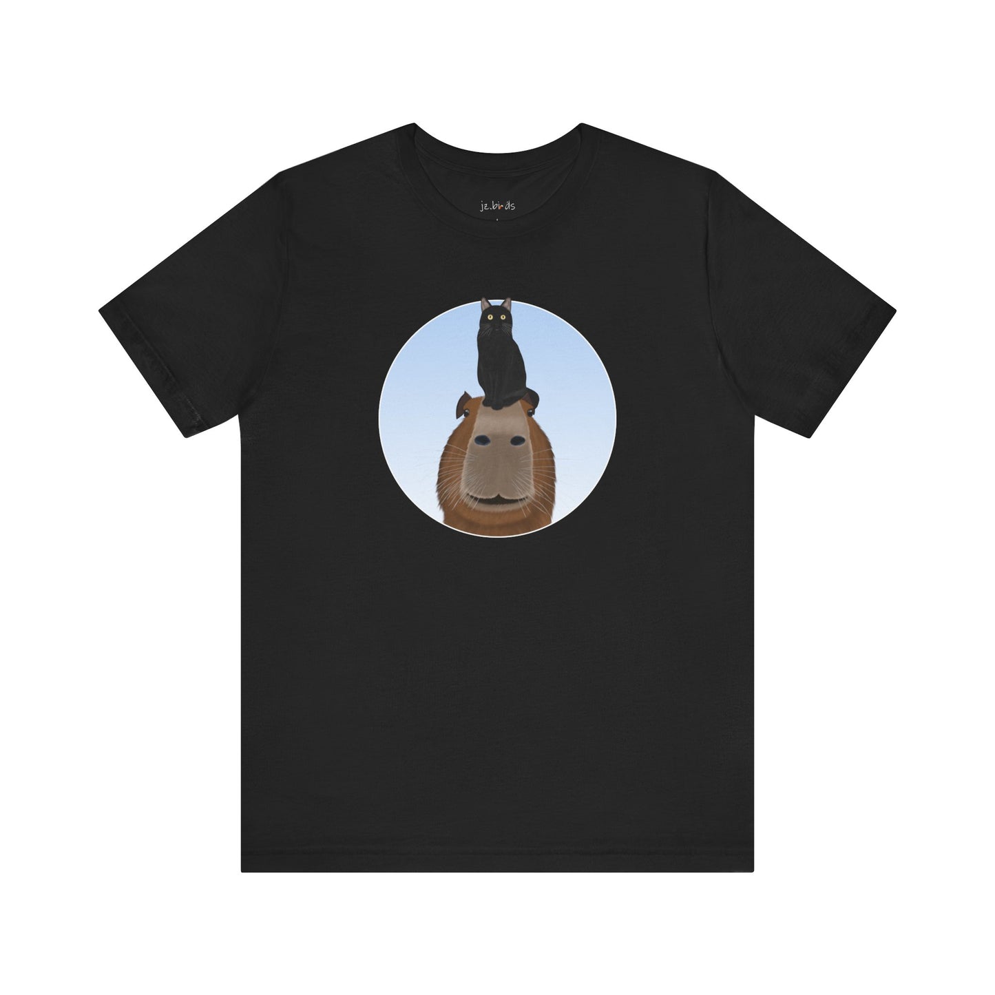 Capybara with Friendly Black Cat Funny T-Shirt