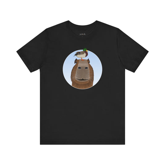 Capybara with Mallard Duck Funny Bird T-Shirt