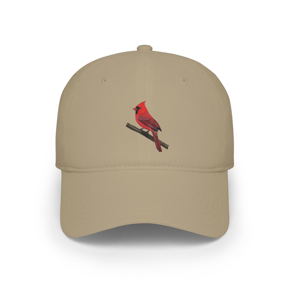 Cardinal Birdwatching Cap Khaki | Realistic Backyard Bird Art Hat