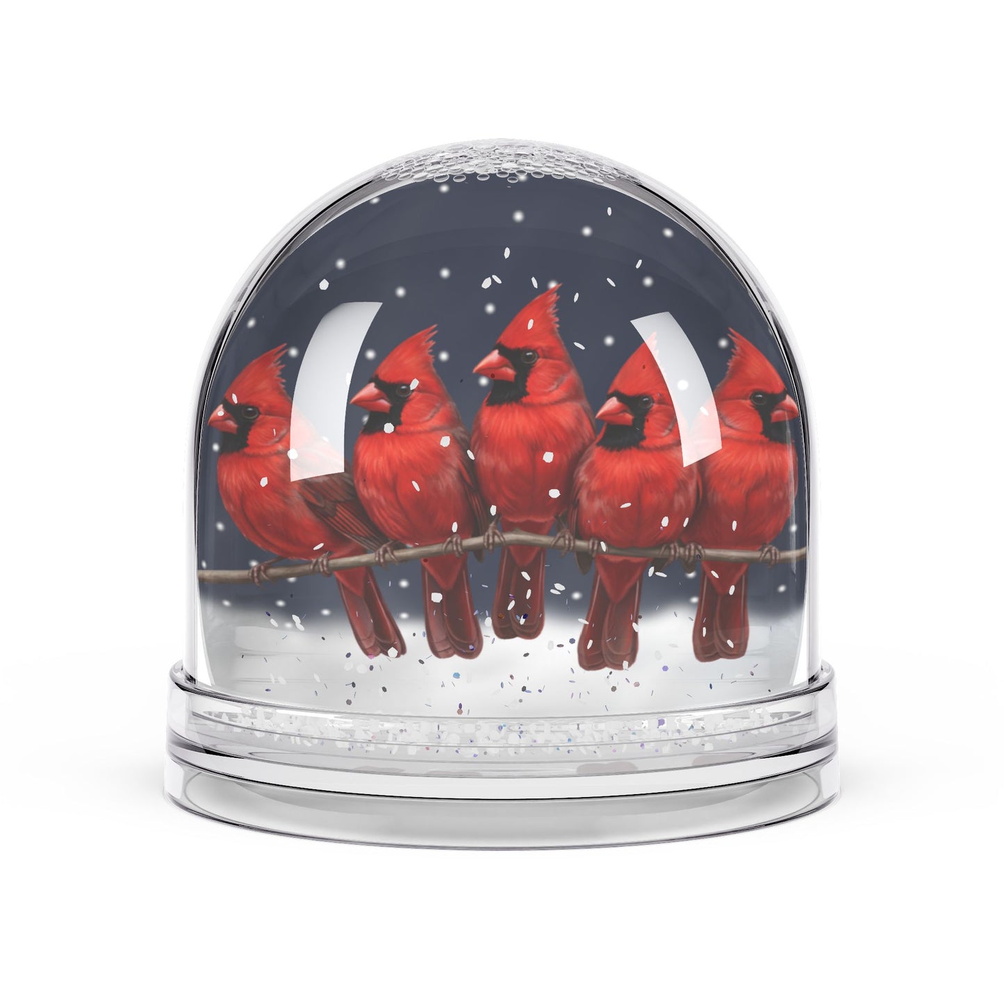 Cardinals Bird Snow Globe | Double-Sided Christmas Gift for Bird Lovers