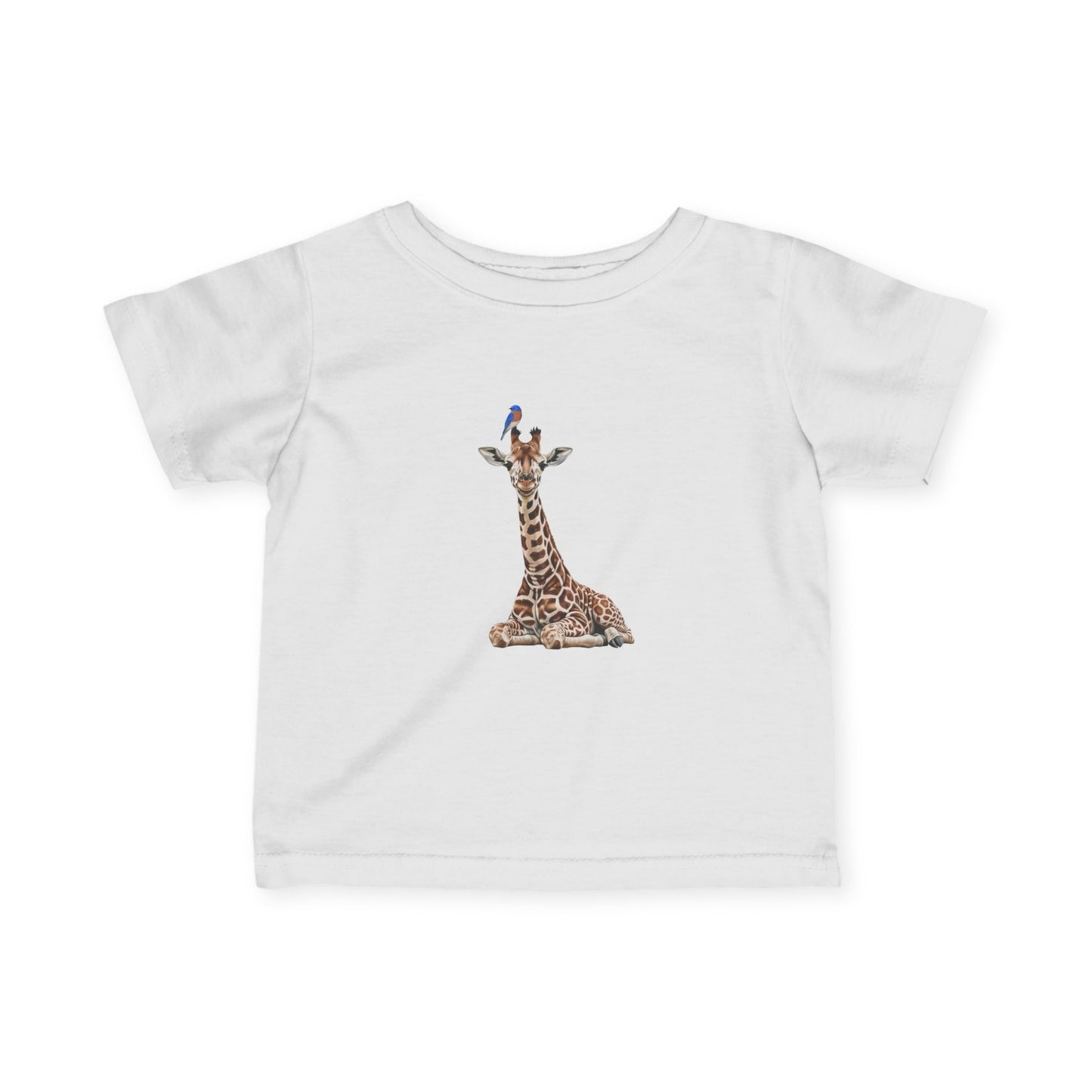 Cute Baby Giraffe with Bluebird Bird Baby & Toddler T-Shirt