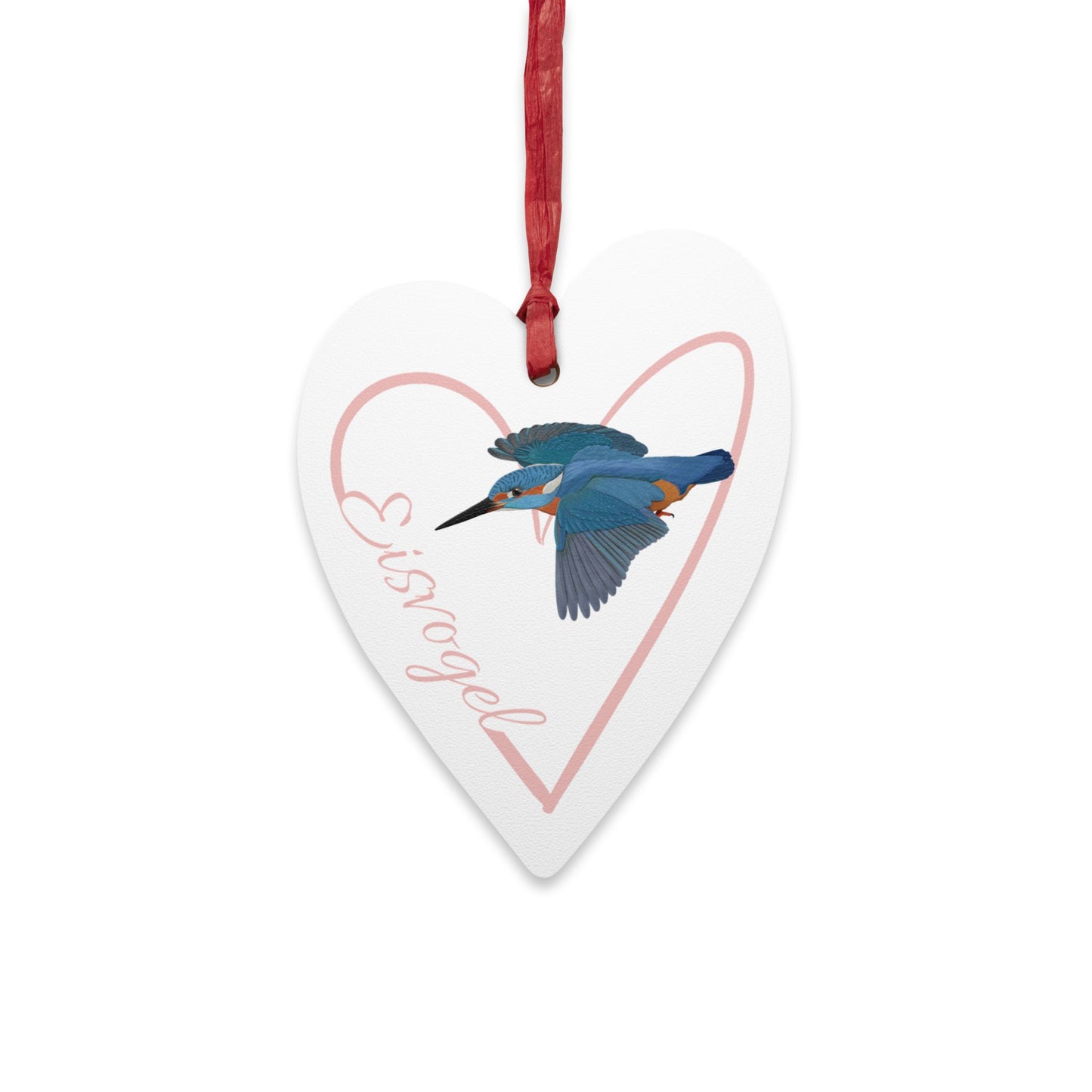 Eisvogel Ornament Herz aus Holz mit Vogelmotiv für Vogelfreunde