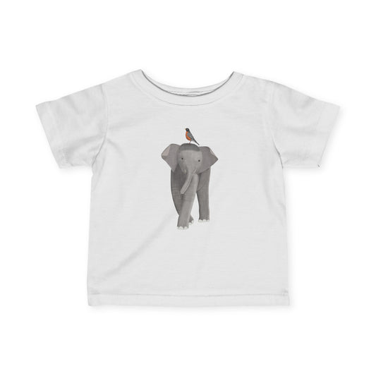 Elephant with American Robin Bird Baby & Toddler T-Shirt
