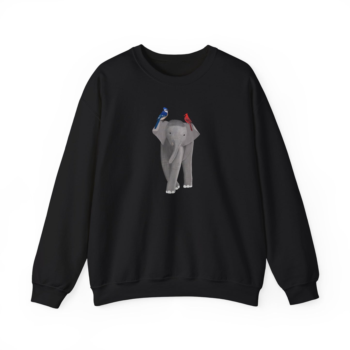 Elephant with Blue Jay Cardinal Birds Birding & Birdwatching Sweatshirt