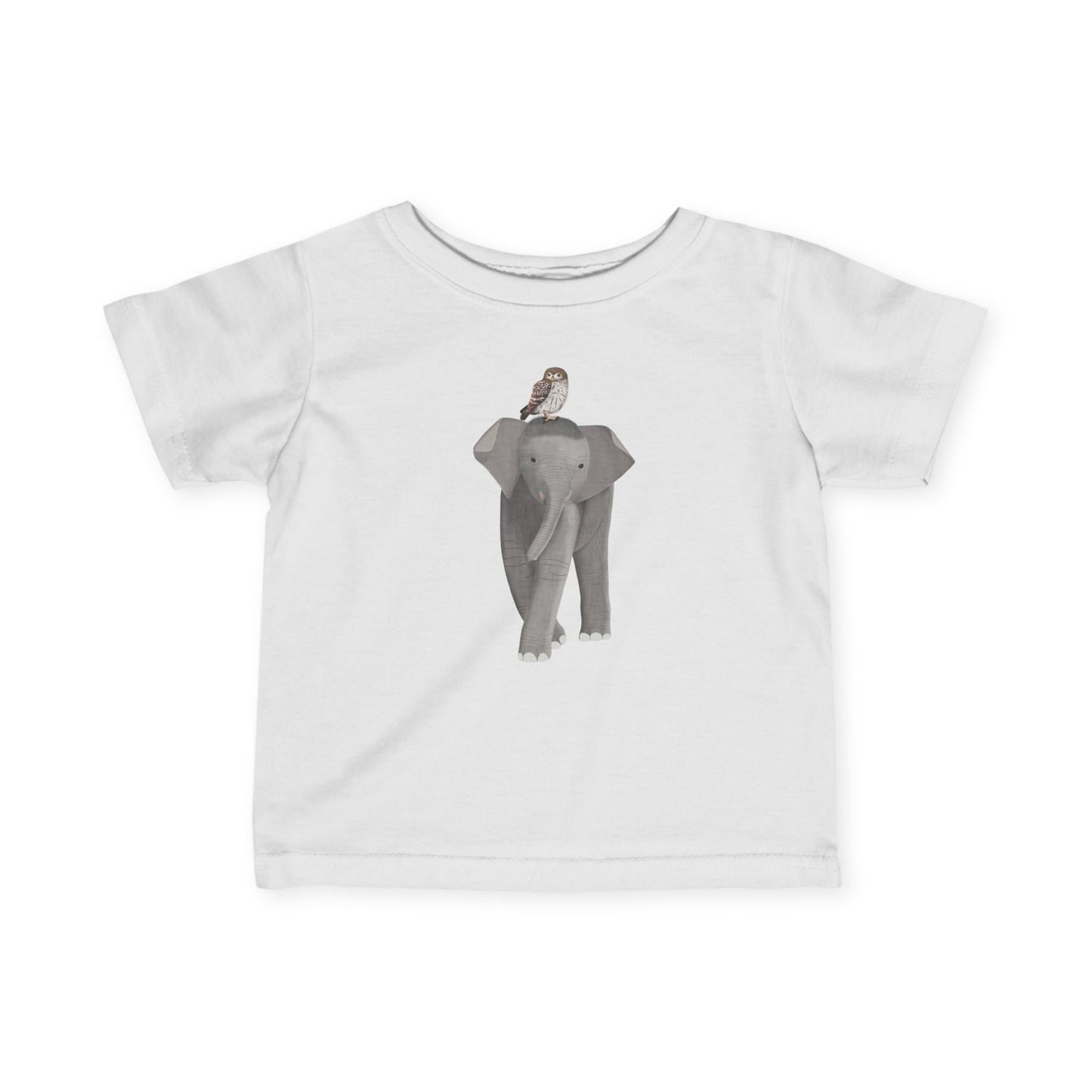 Elephant with Little Owl Bird Baby & Toddler T-Shirt
