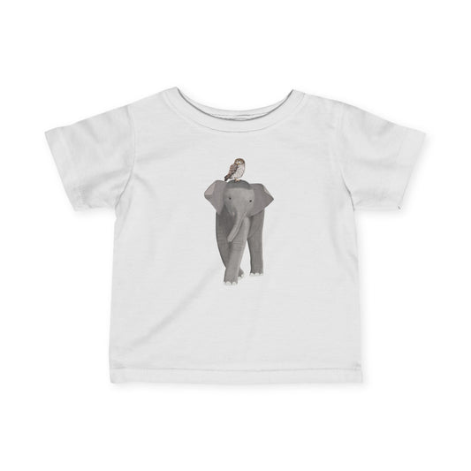 Elephant with Little Owl Bird Baby & Toddler T-Shirt