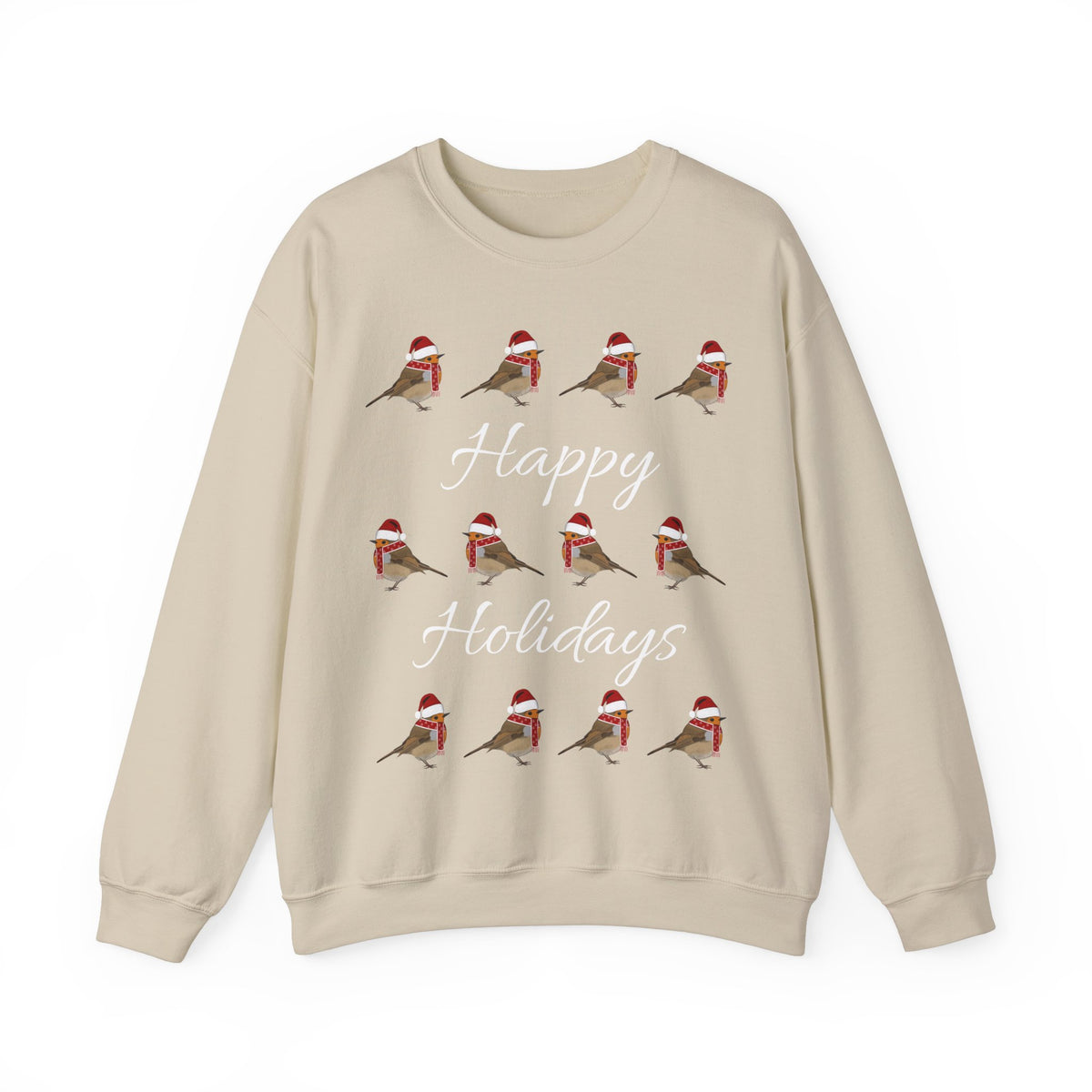 European Robin as Santa with Hat and Scarf Happy Holidays Birdwatcher Christmas Bird Sweatshirt