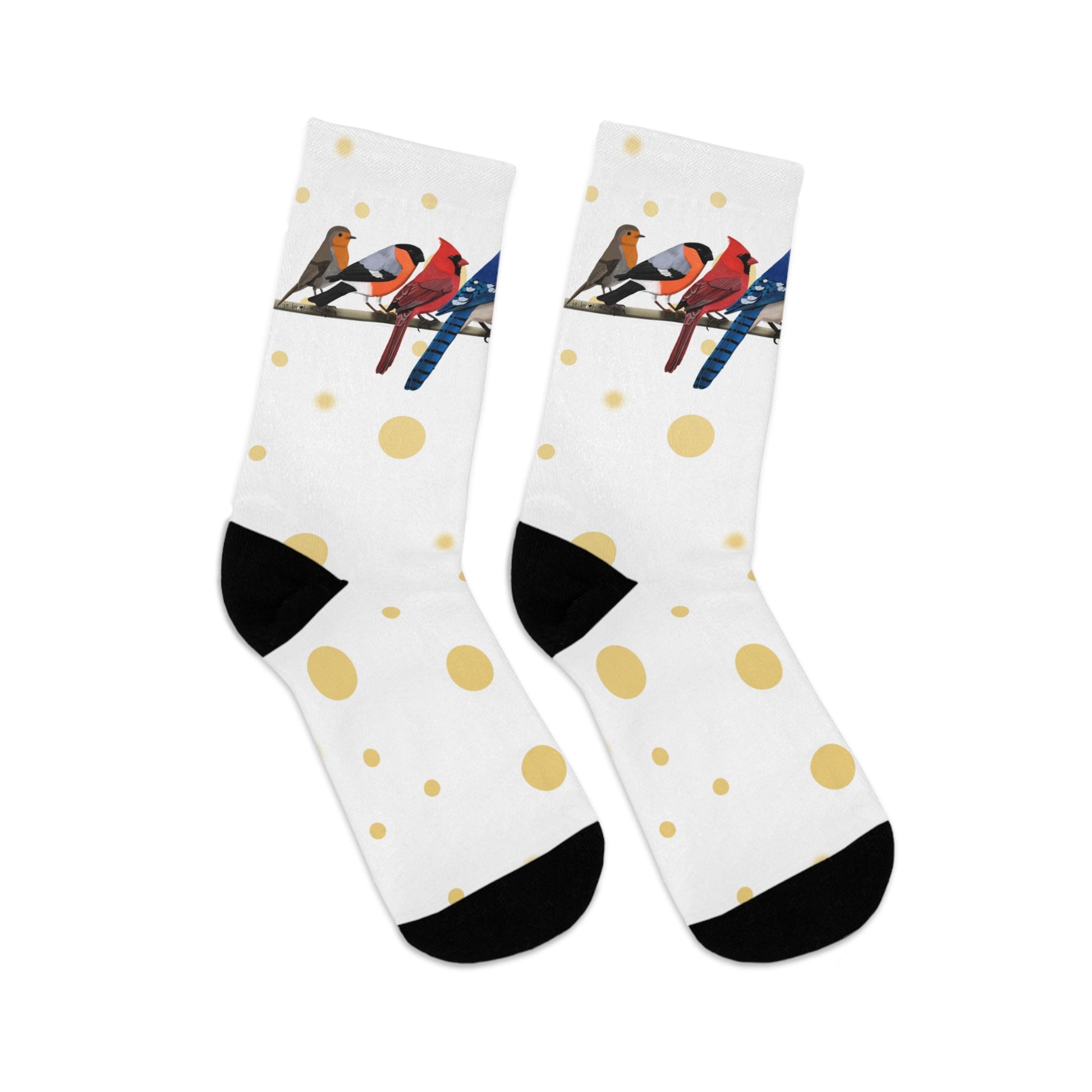 Garden Birds Blue Jay Cardinal Bullfinch Birding & Birdwatching Bird Socks White Golden Dots